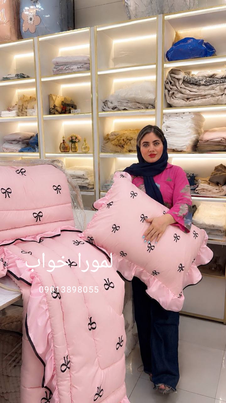 روتختی چین دار جذاب  ترندصورتی با پاپیون مشکی
